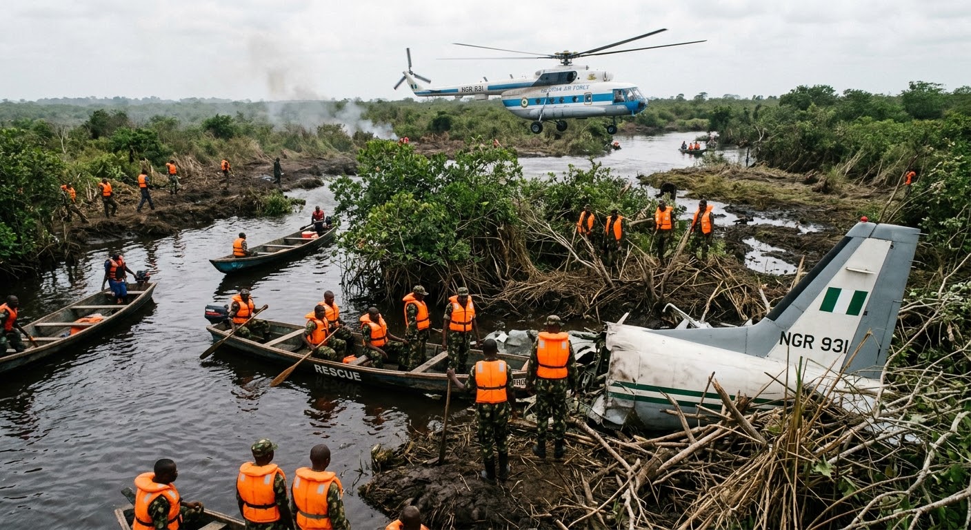 Military Aircraft Carrying 32 People Crashes in Ondo, Search-and-Rescue Operation Underway
